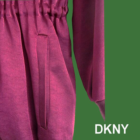 DKNY NEW Elongated Velour Peplum Collarless Drawstring Aglets Jacket M - Picture 8 of 12
